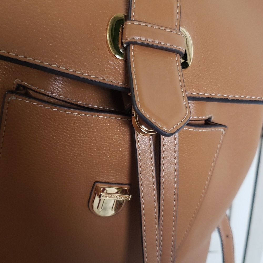 Michael Kors Remi Tan Leather Backpack - Picture 5 of 8